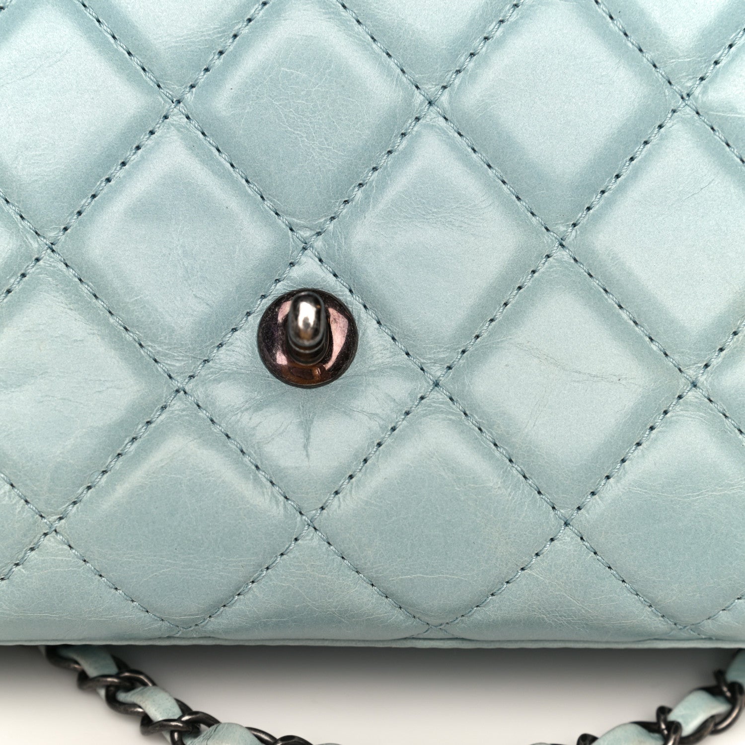 Chanel Glazed Calfskin Quilted Large Coco Soft Flap Light Blue 26 of 36