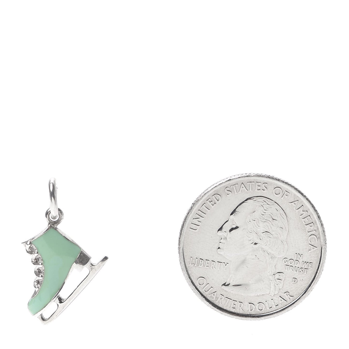 Sterling Silver Enamel Ice Skate Charm Blue
