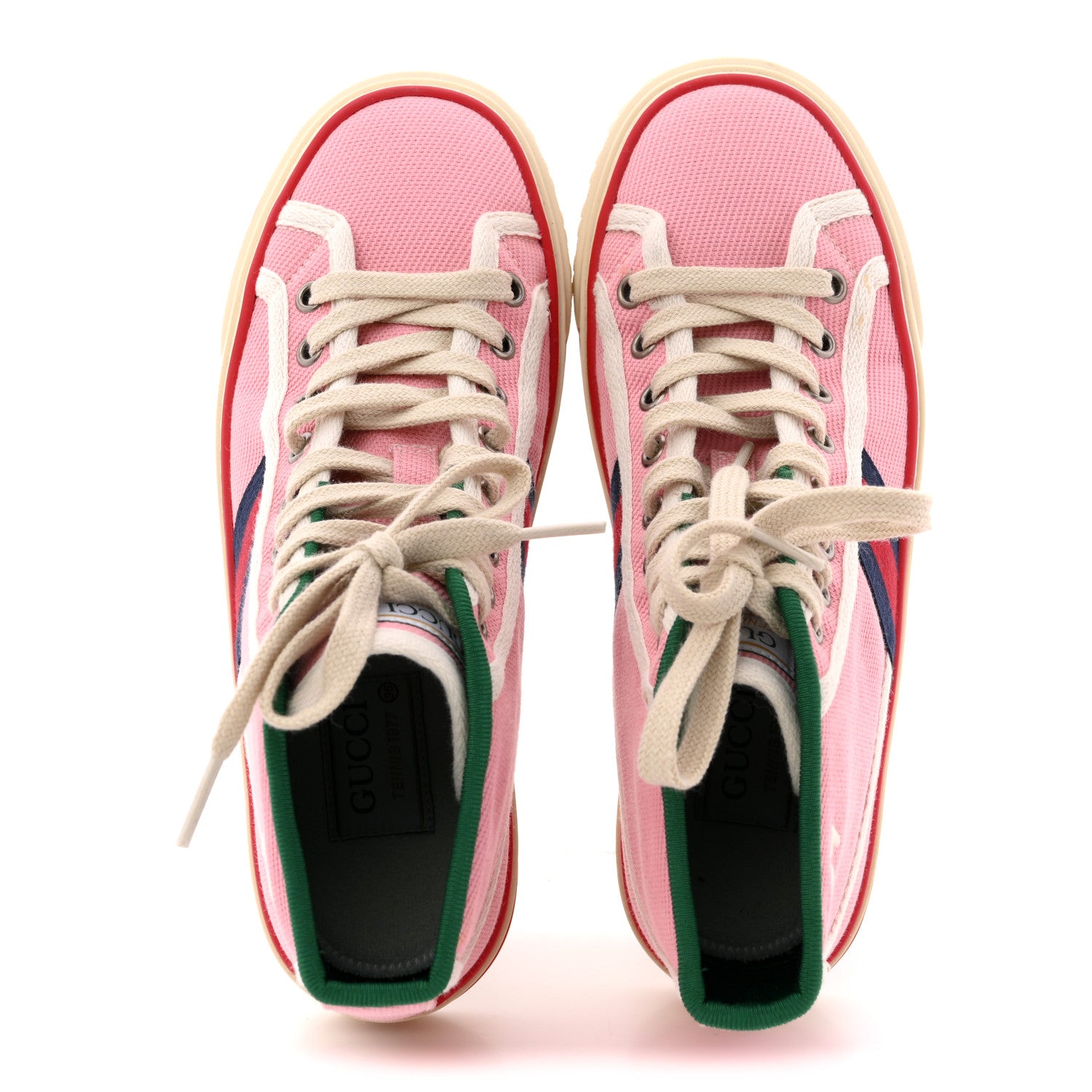 Gucci Canvas Web Womens 1977 Tennis High Top Sneakers 36 Wild Rose Mystic White 2 of 10