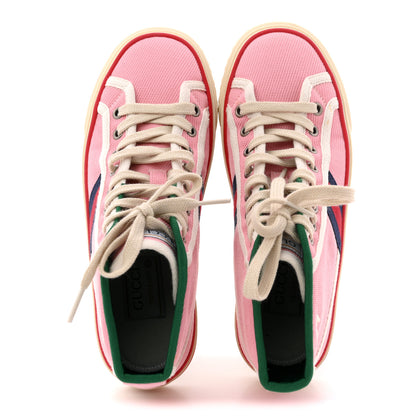 Gucci Canvas Web Womens 1977 Tennis High Top Sneakers 36 Wild Rose Mystic White 2 of 10