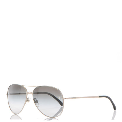 Chanel CC Aviator Sunglasses 4189-TQ Silver 1 of 9