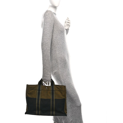 Hermes Canvas Fourre Tout MM Navy Green 3 of 17