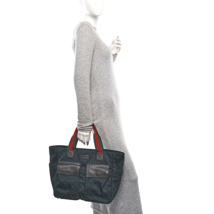 Gucci GG Monogram Medium Web Handle Double Pocket Tote Black 2 of 10