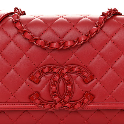 Chanel Calfskin Quilted Medium CC Filigree Flap Red 8 of 10