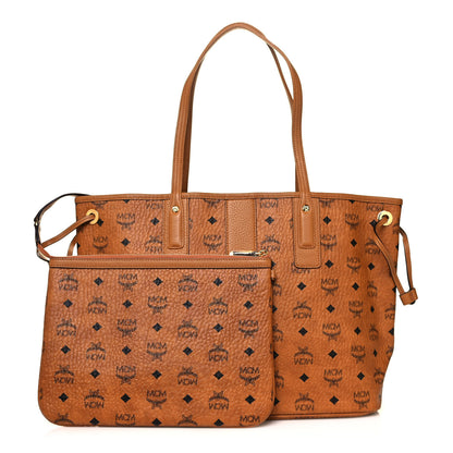 MCM Visetos Medium Liz Reversible Shopper Tote Cognac 1 of 18