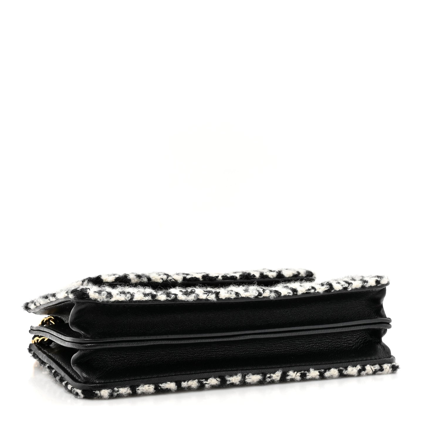 Tweed Houndstooth Quilted Phone Holder Flap White Black
