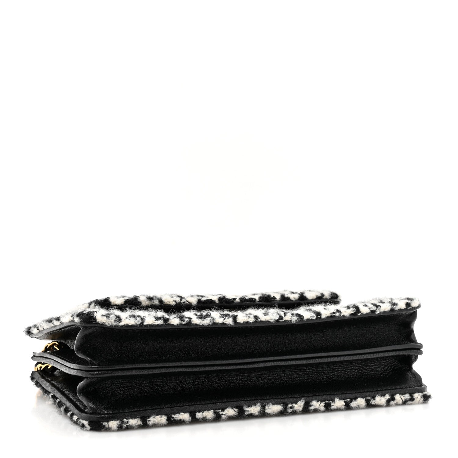 Chanel Tweed Houndstooth Quilted Phone Holder Flap White Black 4 of 11