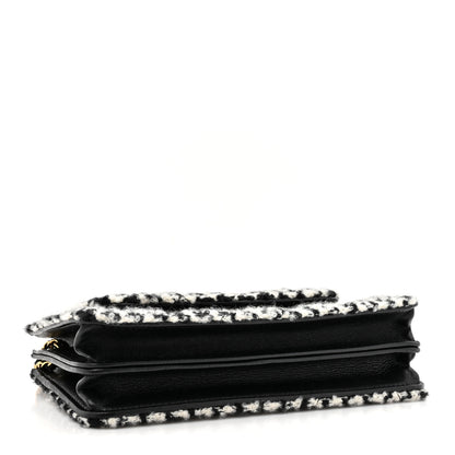 Chanel Tweed Houndstooth Quilted Phone Holder Flap White Black 4 of 11