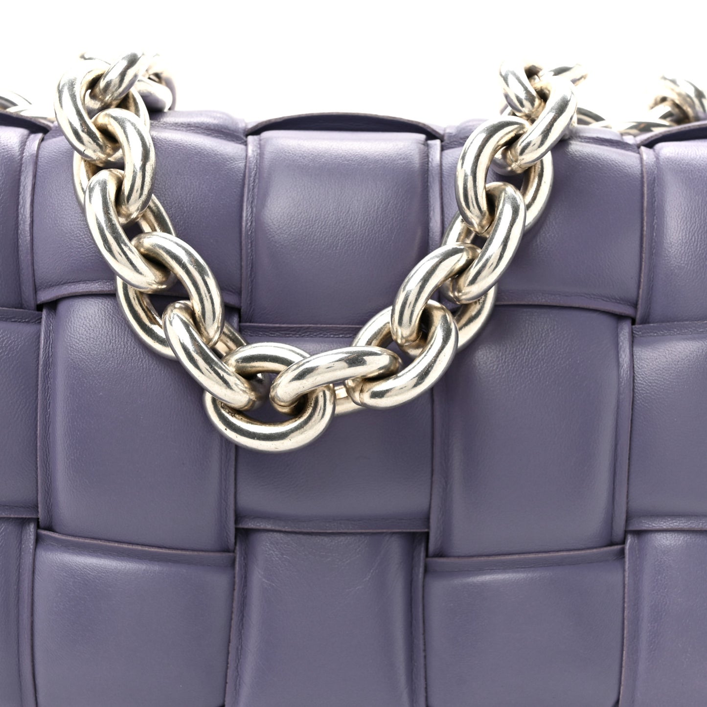 Lambskin Maxi Intreccio Padded Chain Cassette Crossbody Bag Lavender