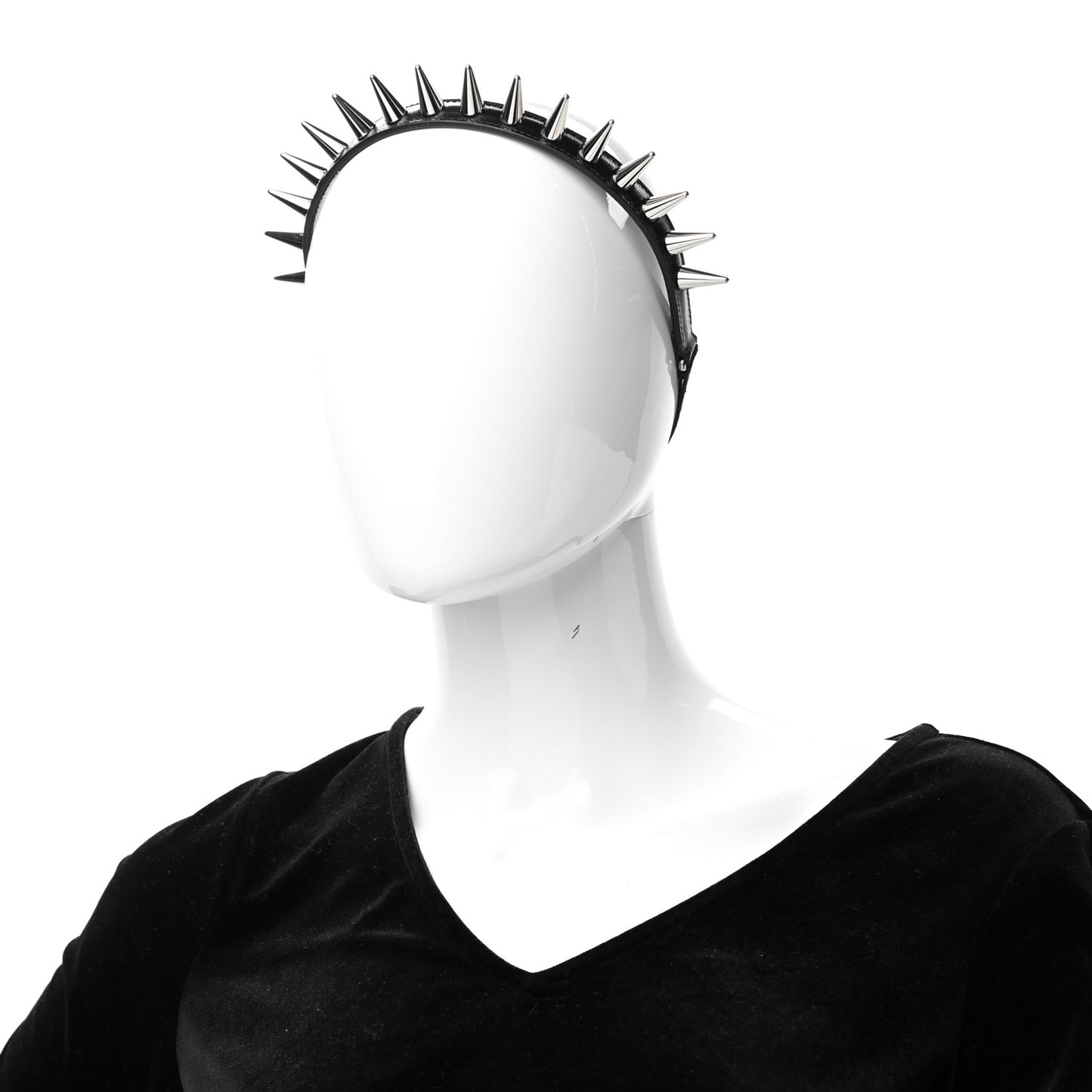 Calfskin Studs Elastic Headband Black
