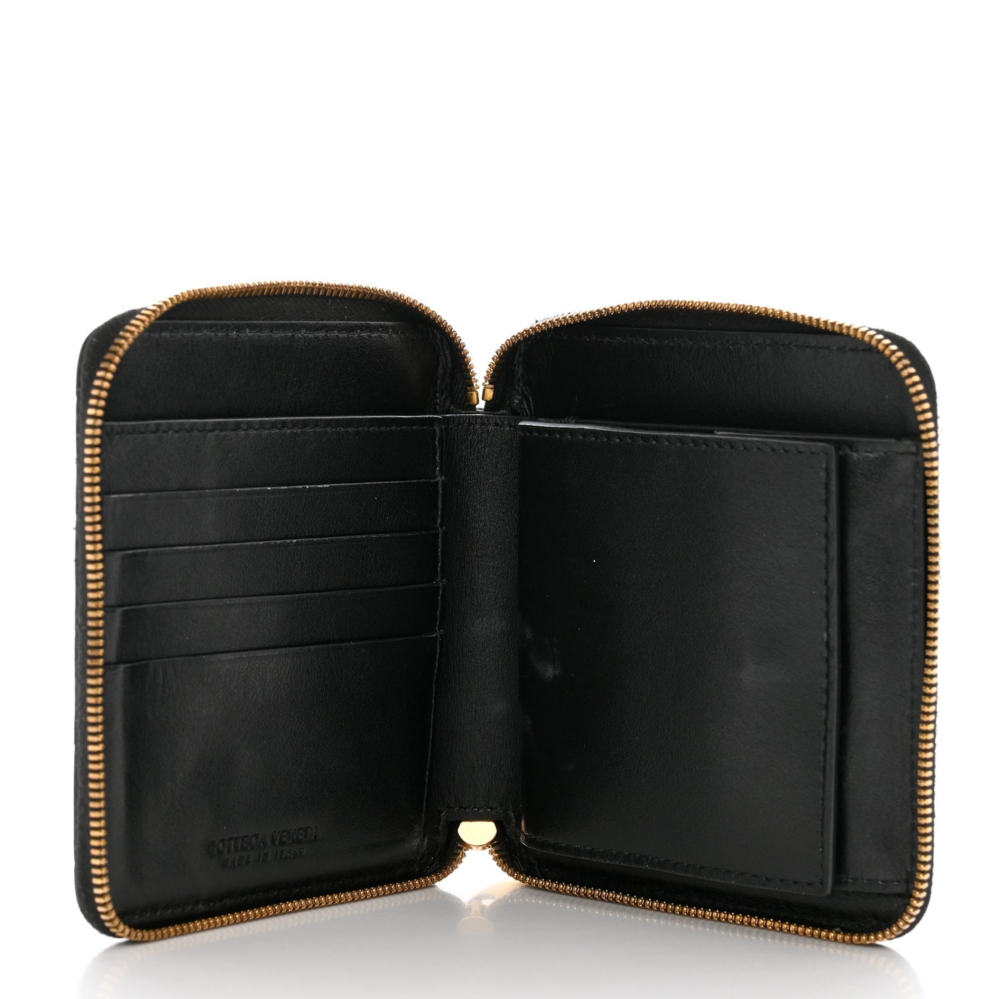 Nappa Intrecciato Zip Around Wallet Black