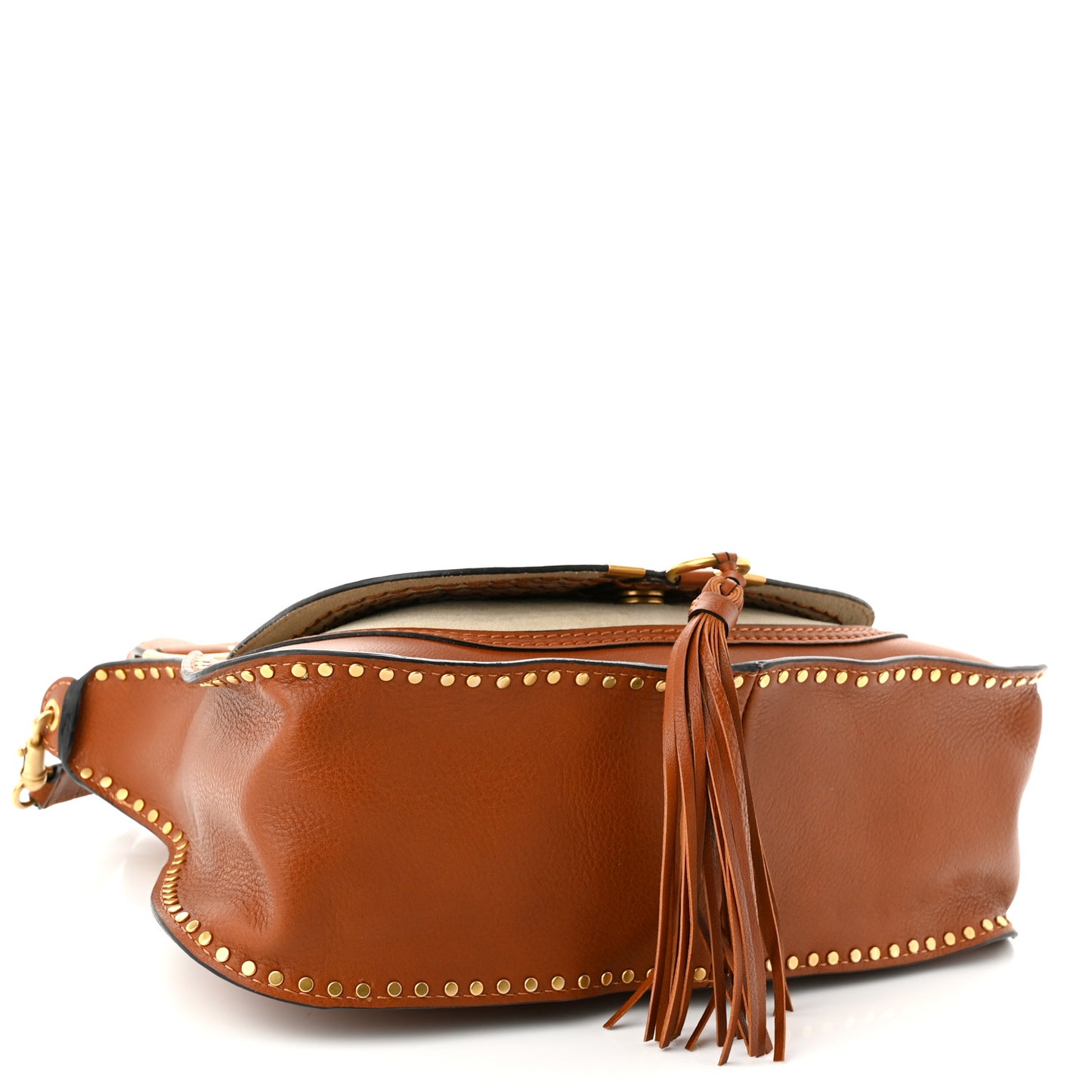 Calfskin Studded Medium Marcie Satchel Caramel