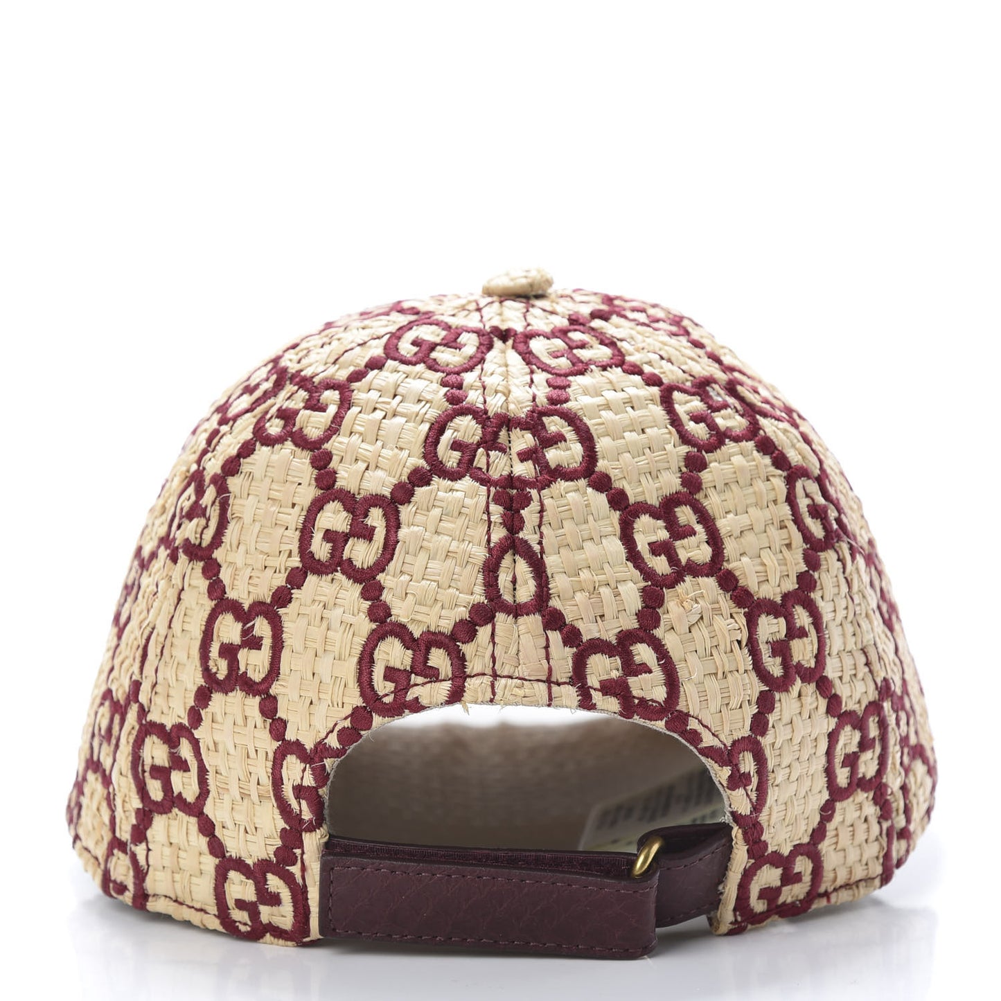 Raffia GG Monogram Elaphe Embroidered Aisha Baseball Hat L Ivory Bordeaux