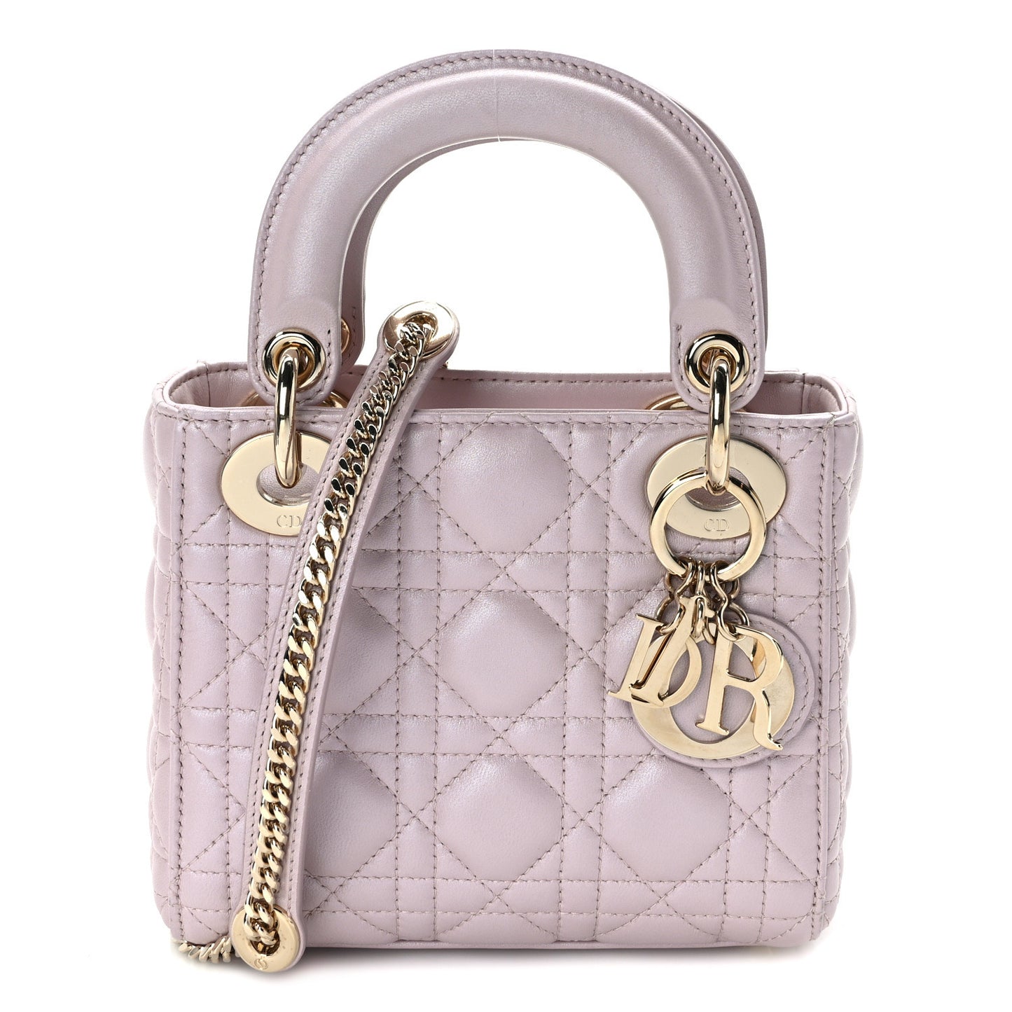 Metallic Lambskin Cannage Mini Lady Dior Lotus