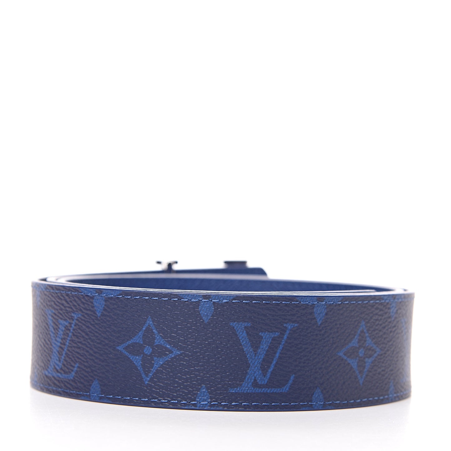 Calfskin Monogram 40mm LV Initiales Reversible Belt 100 40 Cobalt