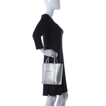 Balenciaga Metallic Goatskin Logo XXS Everyday Tote Argent Black 3 of 16