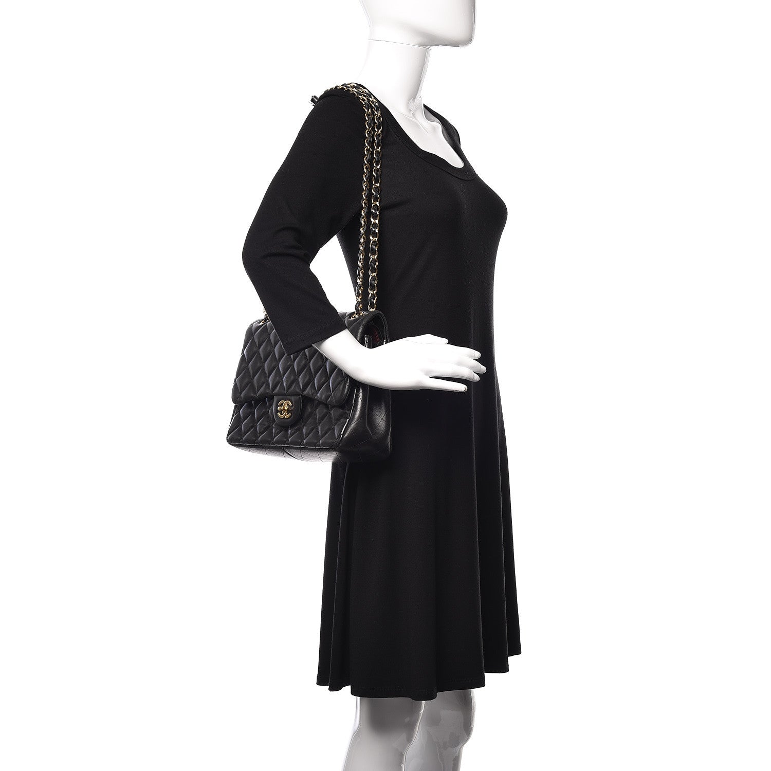 Chanel Lambskin Quilted Jumbo Double Flap Black 2 of 14