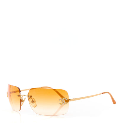 Chanel Metal Crystal CC Logo Sunglasses 4017-D Orange 1 of 8