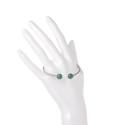 David Yurman Sterling Silver Diamond Malachite 9mm Solari Bracelet 2 of 5