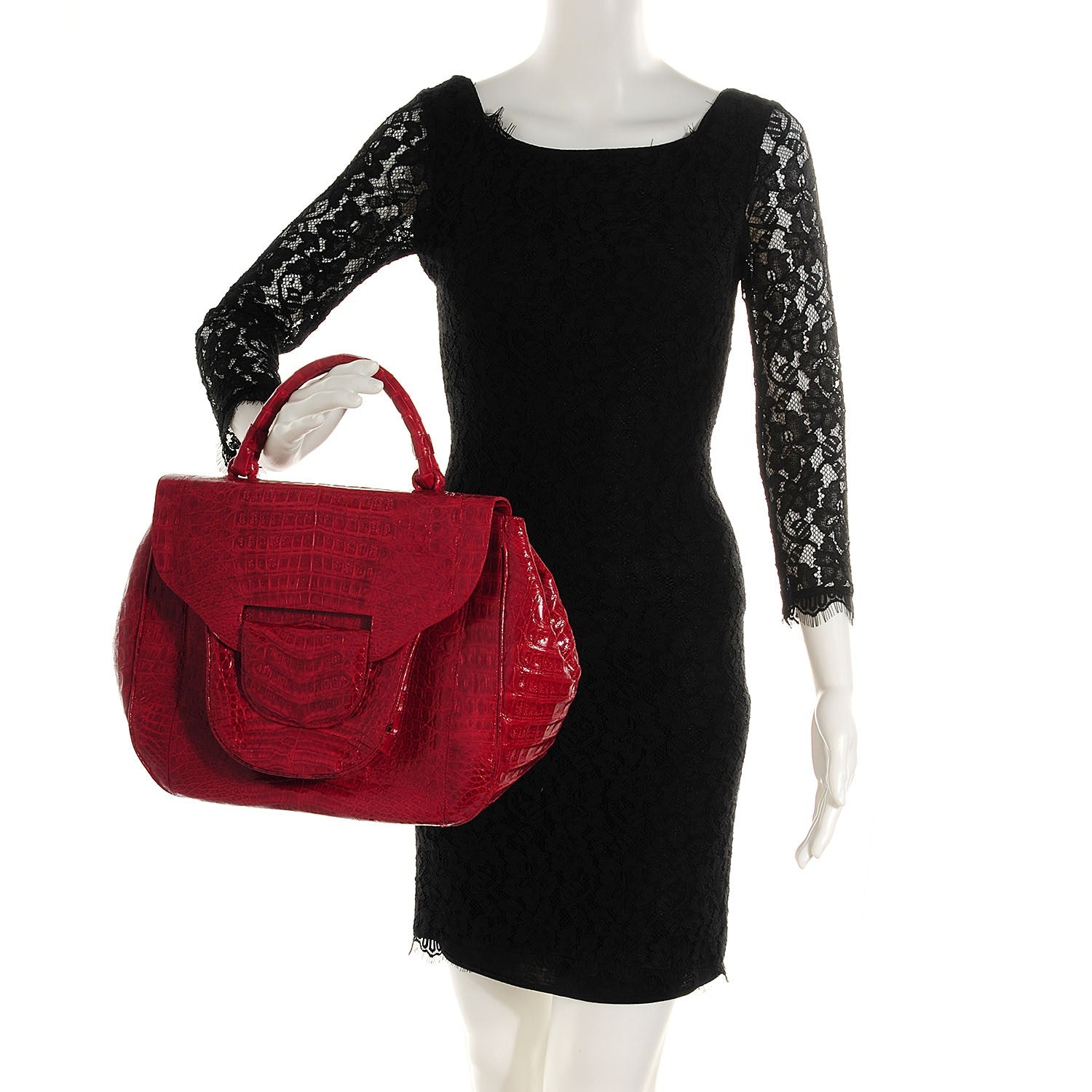 Nancy Gonzalez Crocodile Large Top Handle Satchel Red 2 of 7