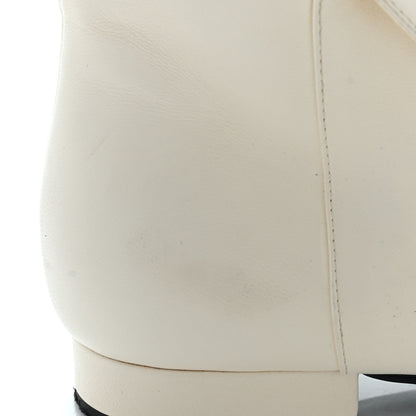 Chanel Lambskin Grosgrain Fold Over Logo Cap Toe Boots 38 Ivory Black 10 of 12