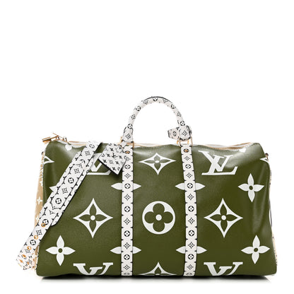 Louis Vuitton Monogram Giant Keepall Bandouliere 50 Kaki Beige 1 of 10