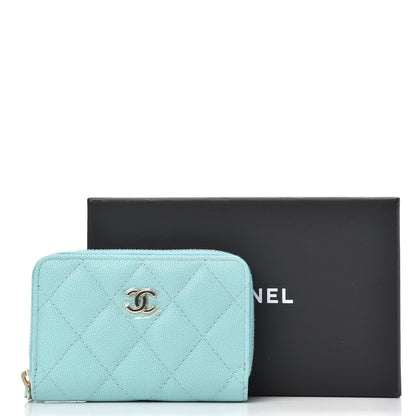 Chanel Caviar Quilted Zip Coin Purse Light Blue 8 of 8