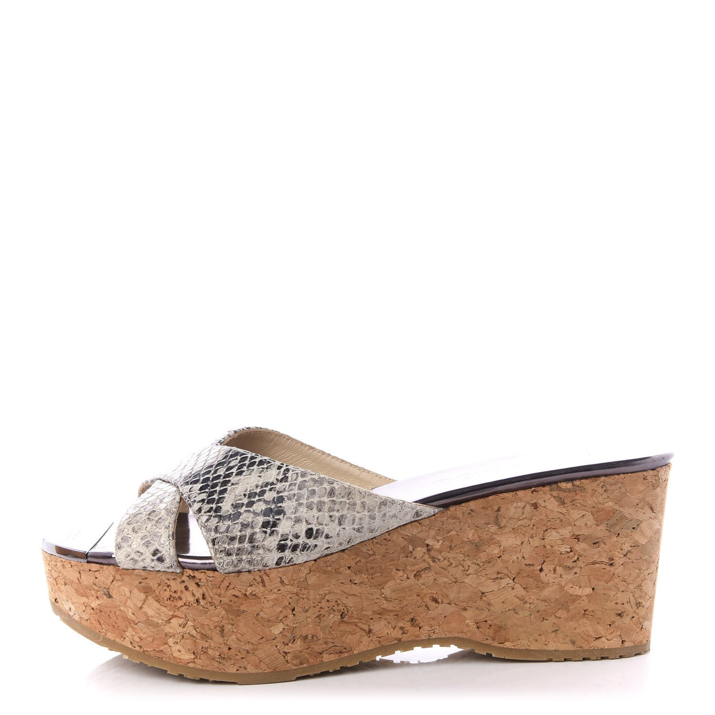 Snakeskin Prima Cork Wedge Sandals 38 Natural