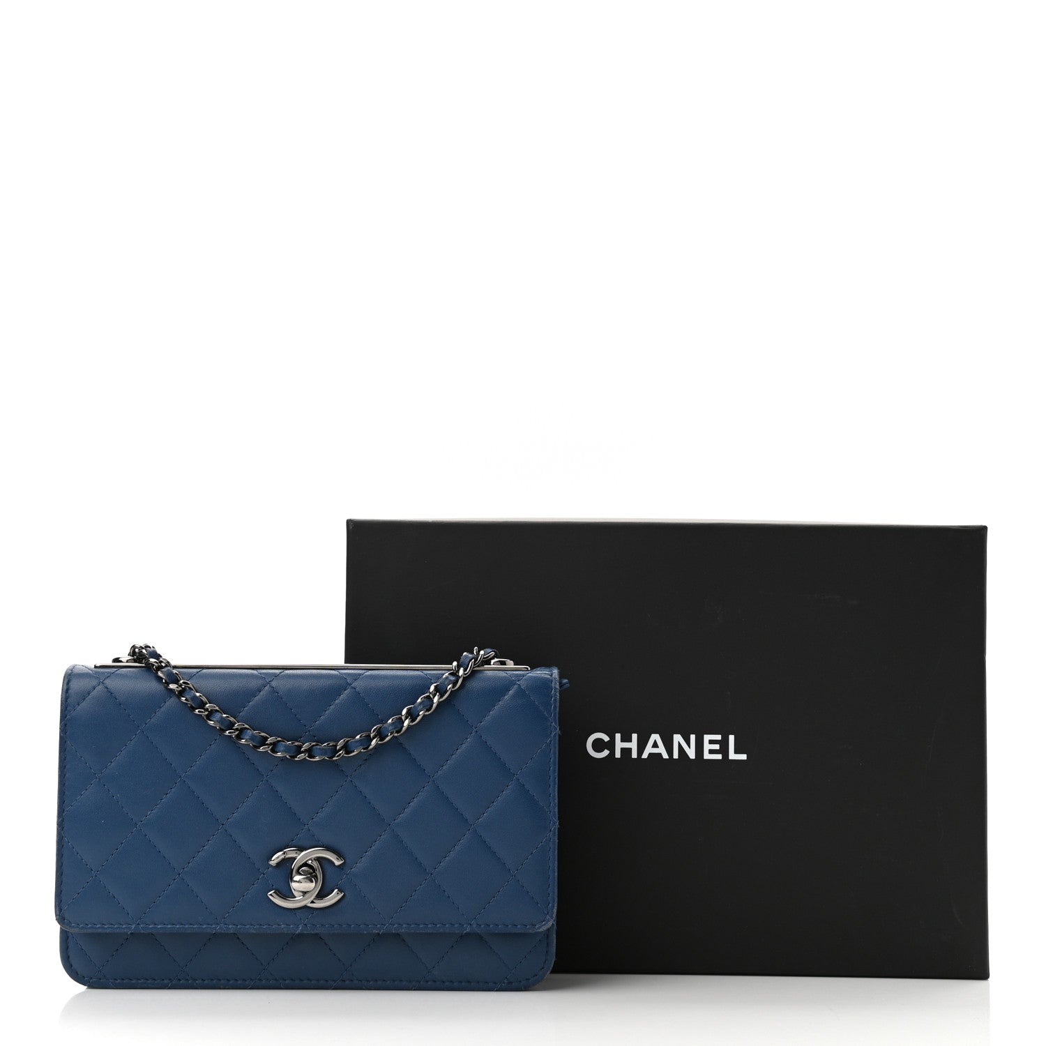 Chanel Lambskin Quilted Trendy CC Wallet On Chain WOC Blue 12 of 12