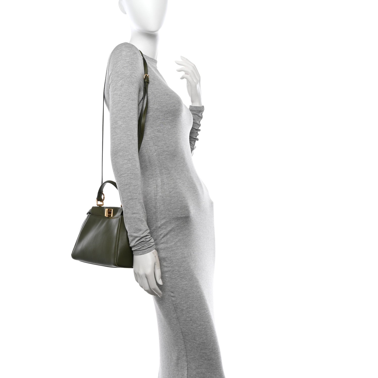 Fendi Nappa Mini Peekaboo Iconic Satchel Verde Equatore 2 of 10