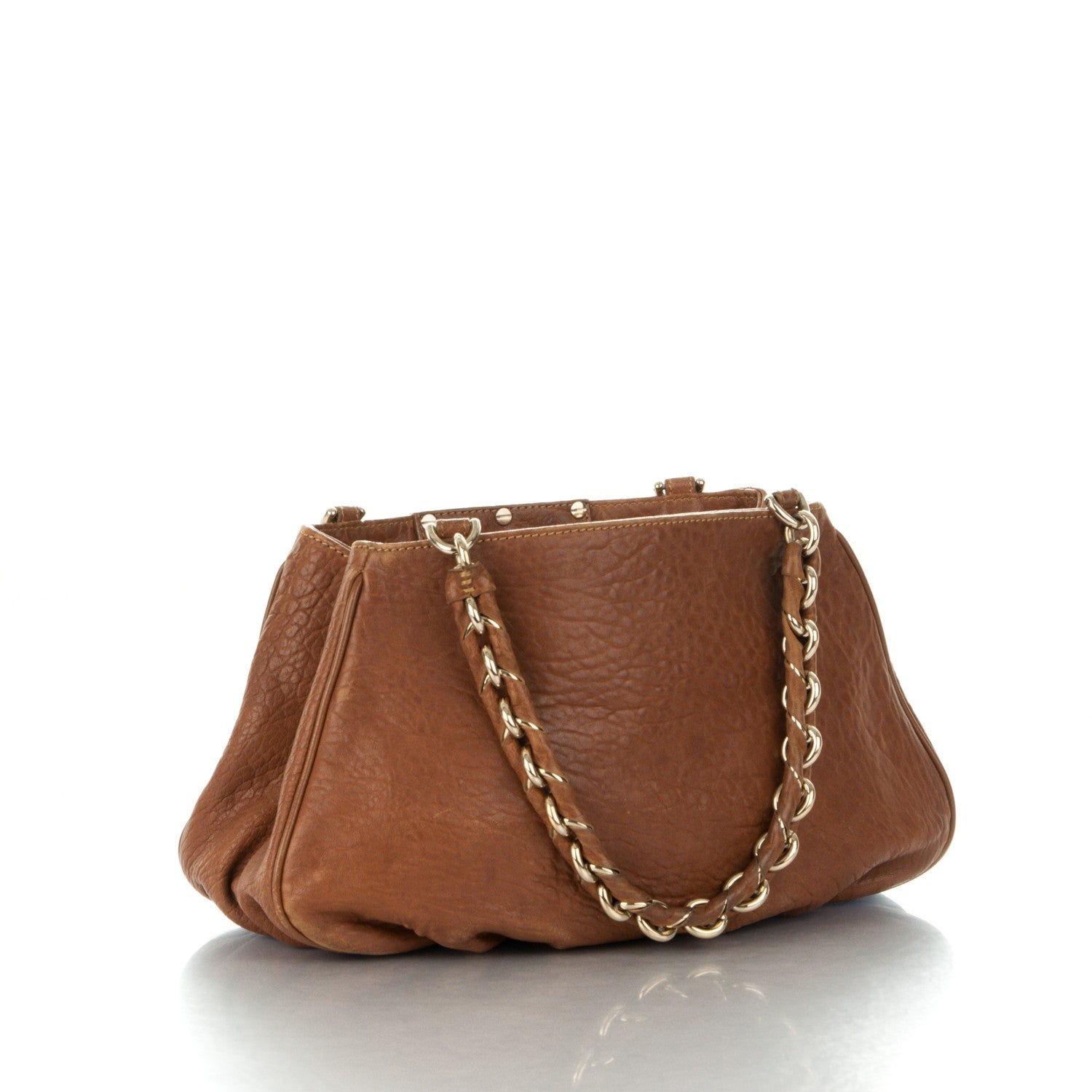 Fendi Crinkled Lambskin Small Mia Tote Camel 3 of 8