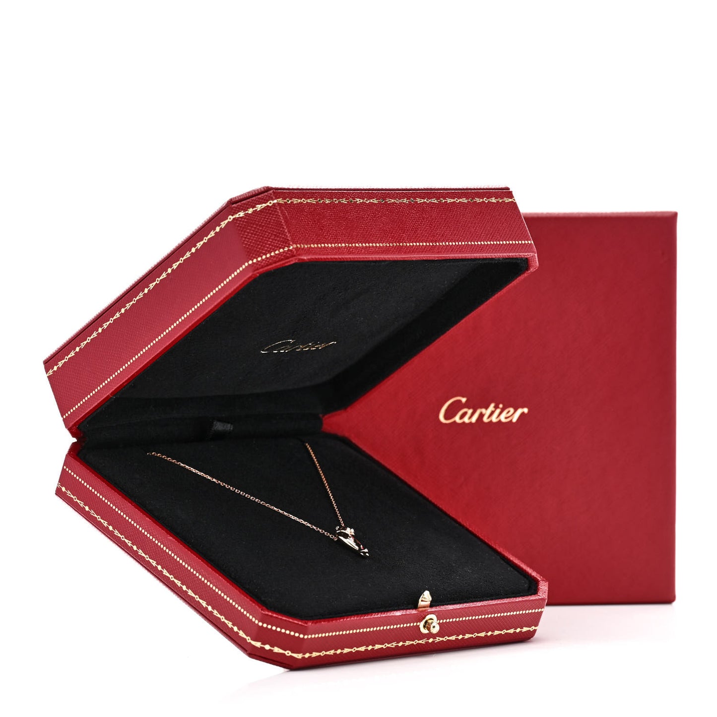 18K Pink Gold Tsavorite Black Lacquer Panthère De Cartier Pendant Necklace