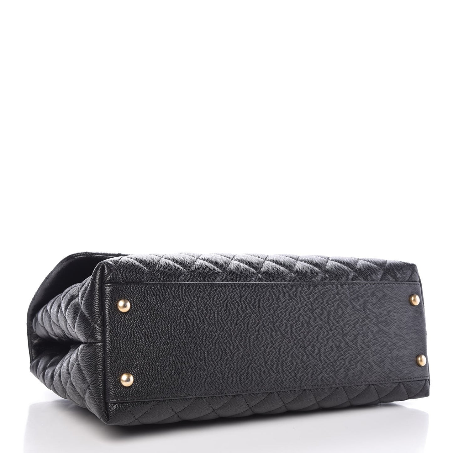 Caviar Elaphe Quilted Medium Coco Handle Flap Black Burgundy
