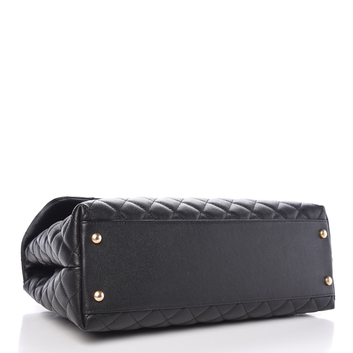 Chanel Caviar Elaphe Quilted Medium Coco Handle Flap Black Burgundy 5 of 9