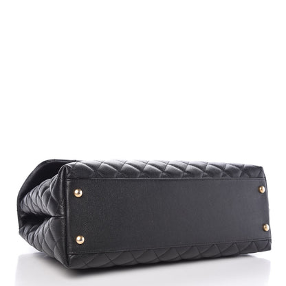 Chanel Caviar Elaphe Quilted Medium Coco Handle Flap Black Burgundy 5 of 9