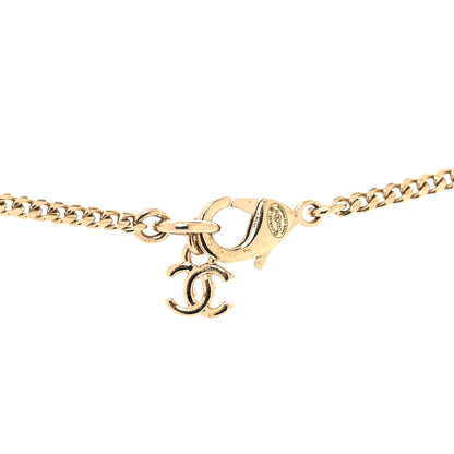 Chanel Resin Crystal CC Heart Necklace Black Gold 4 of 5