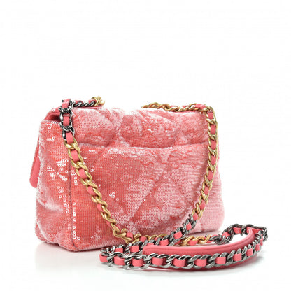 Chanel Sequin Quilted Medium Chanel 19 Flap Coral 3 of 10