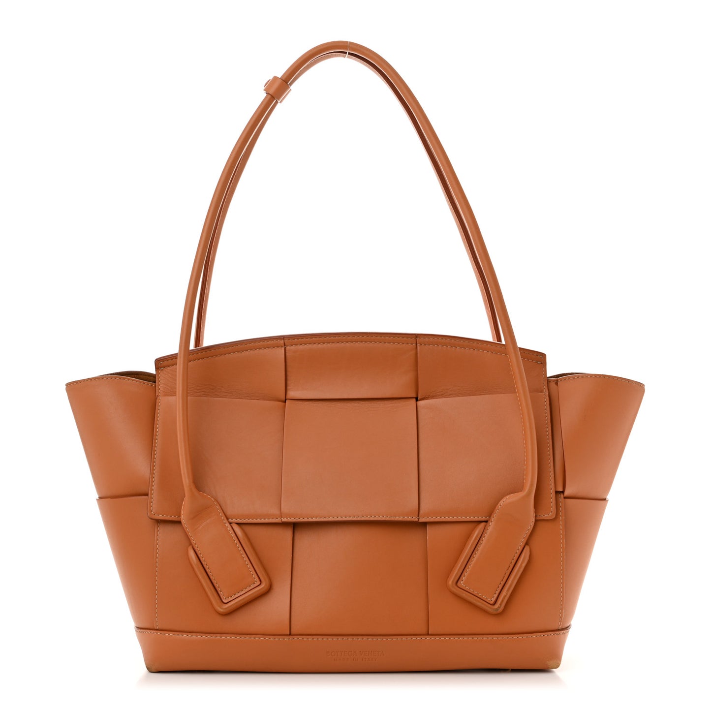 French Calfskin Maxi Intrecciato Medium Arco Caramel