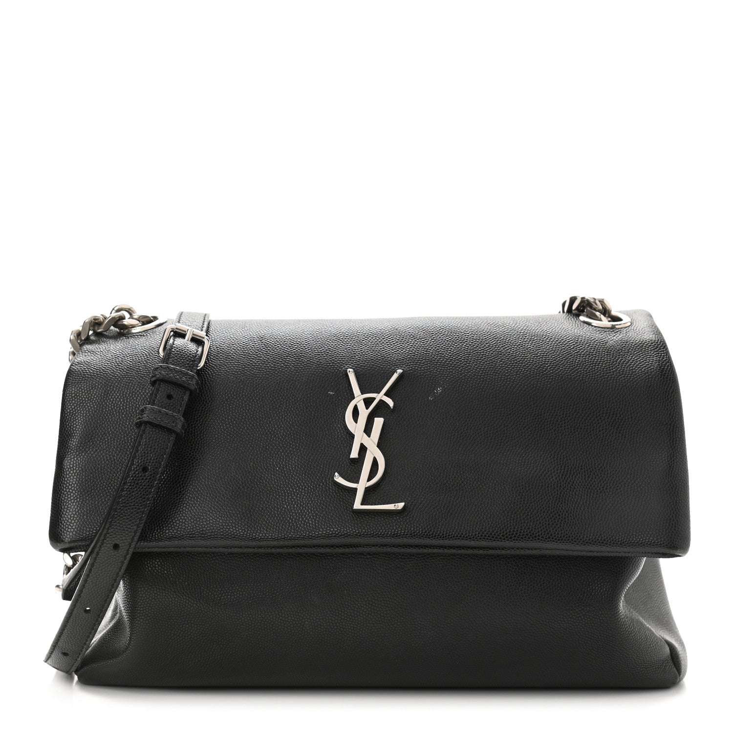 Saint Laurent Grain De Poudre Medium West Hollywood Monogram Fold-Over Black 1 of 12