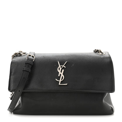 Saint Laurent Grain De Poudre Medium West Hollywood Monogram Fold-Over Black 1 of 12