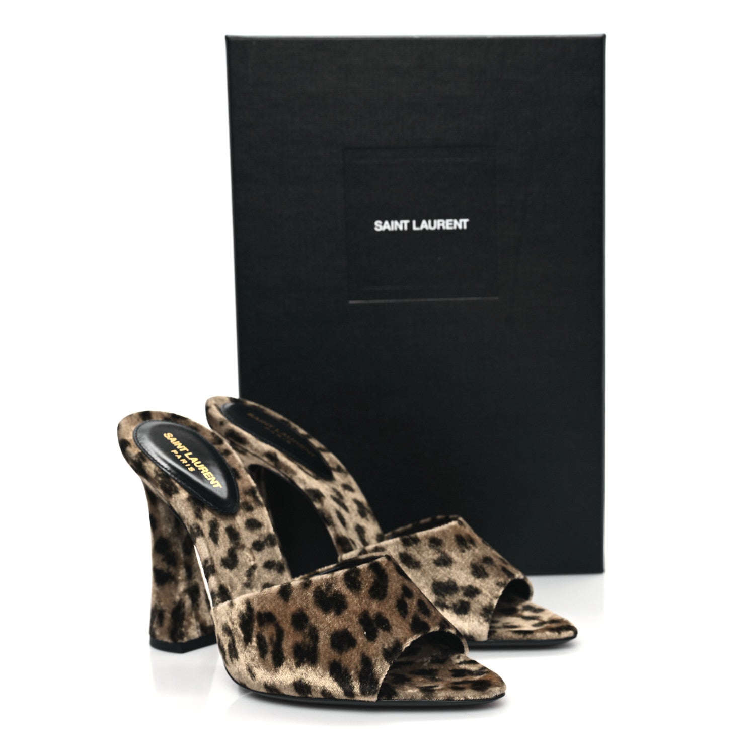 Saint Laurent Velvet Leopard Print Gippy 105 Sandals 38 Manto Naturale 9 of 9