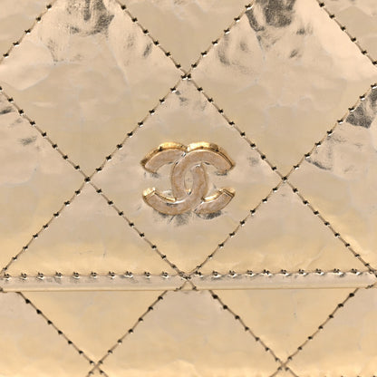 Chanel Hammered Metallic Calfskin Quilted Wallet On Chain WOC Gold 9 of 12
