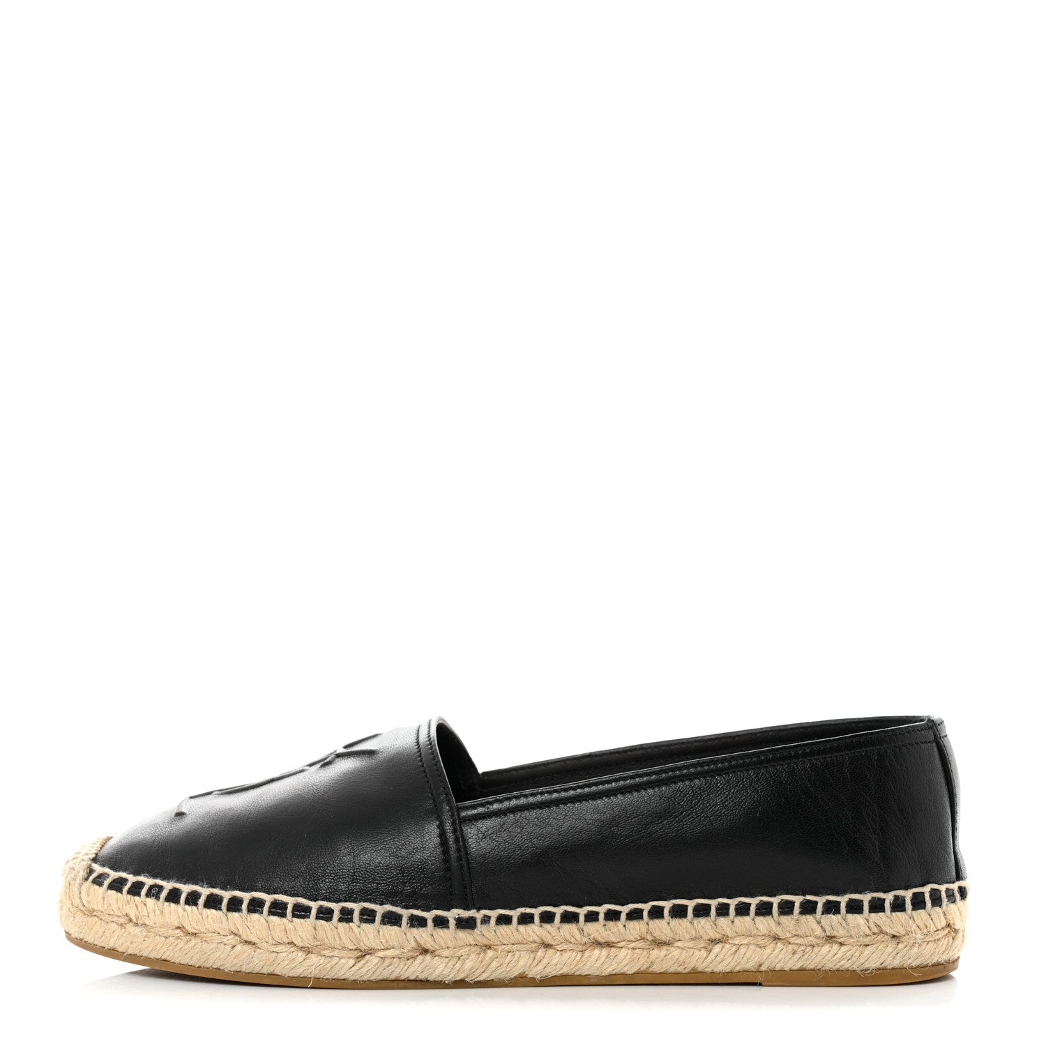 Saint Laurent Lambskin Monogram Espadrilles 36.5 Black 1 of 9