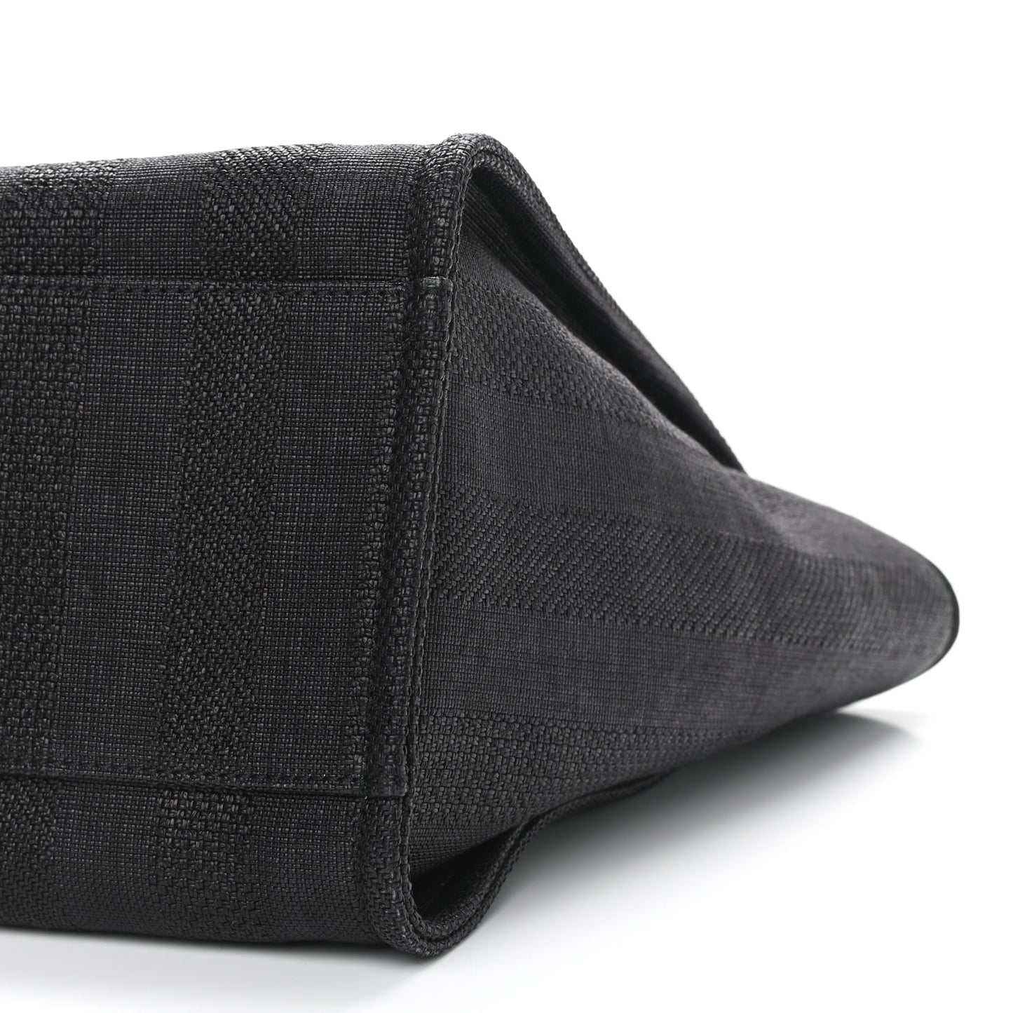 Mixed Fibers Calfskin Striped Medium Deauville Tote Black