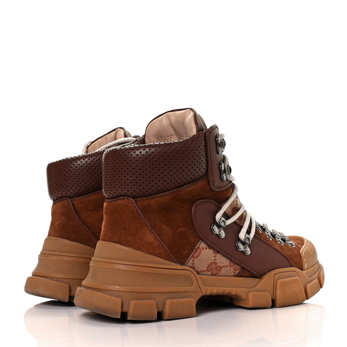 X SEGA Suede Calfskin GG Monogram Womens Flashtrek High-Top Sneakers 40 New Cuir Beige Ruggine