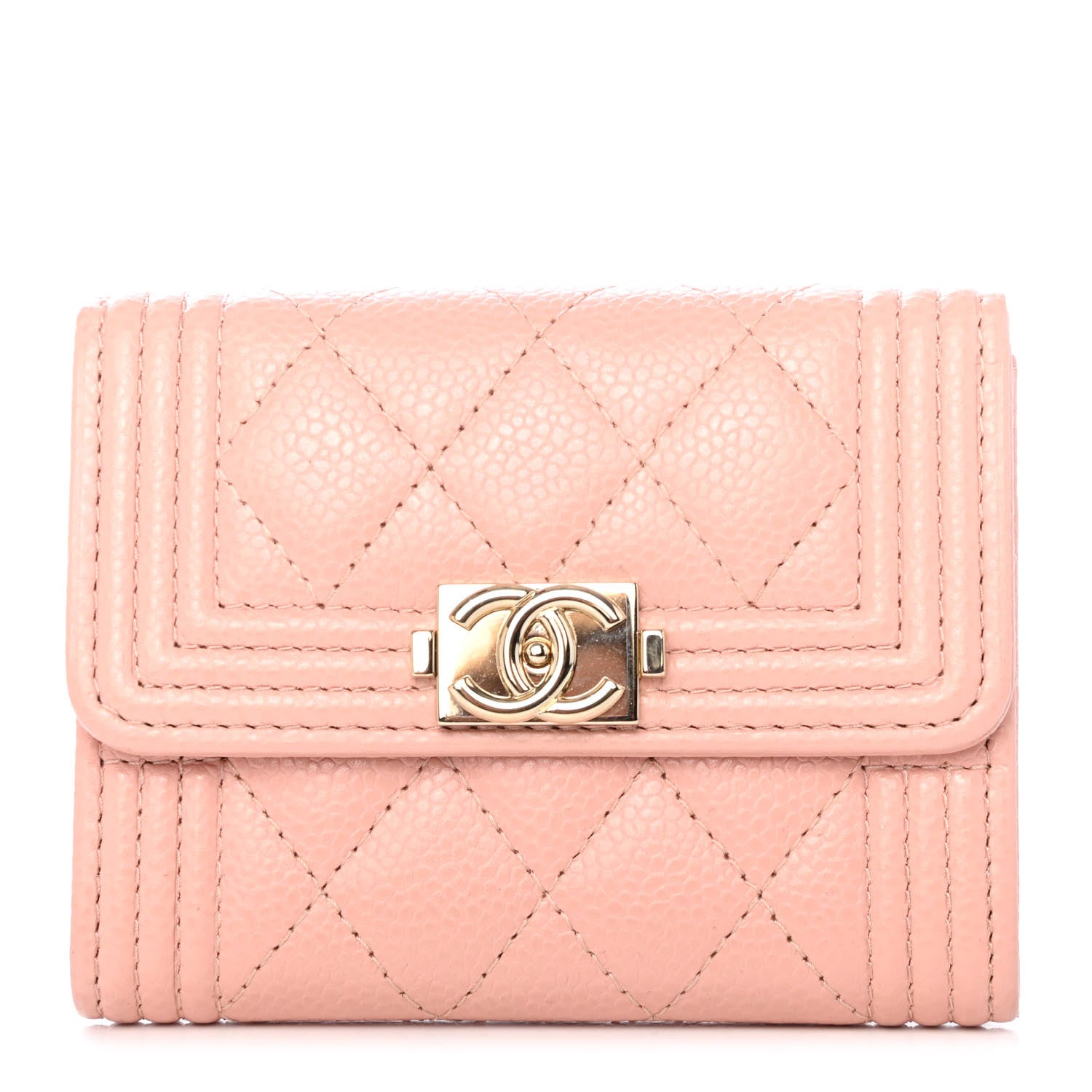 Chanel Caviar Quilted Boy Card Holder Wallet Light Pink 1 of 4