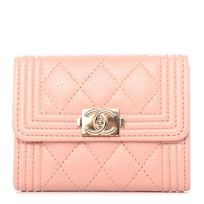 Chanel Caviar Quilted Boy Card Holder Wallet Light Pink 1 of 4