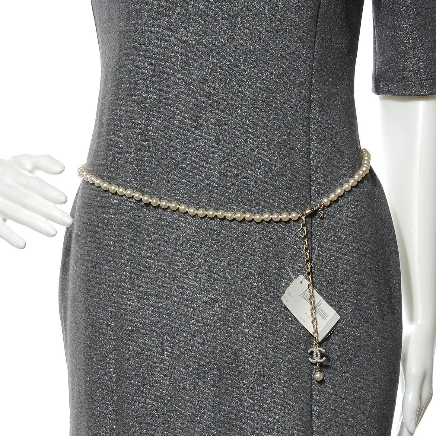 Timeless Classic Faux CC Pearl Chain Belt Gold