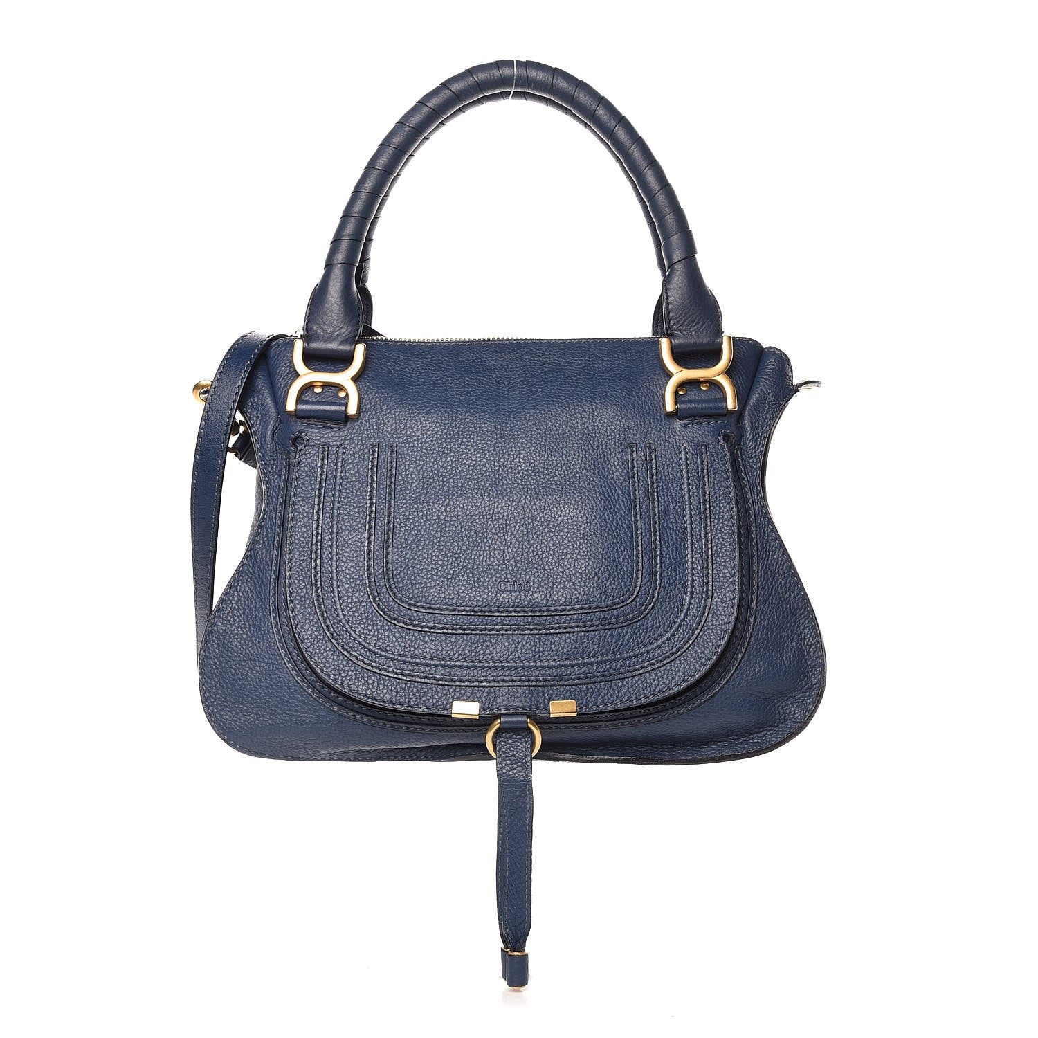 Chloe Calfskin Medium Marcie Satchel Royal Navy 1 of 11
