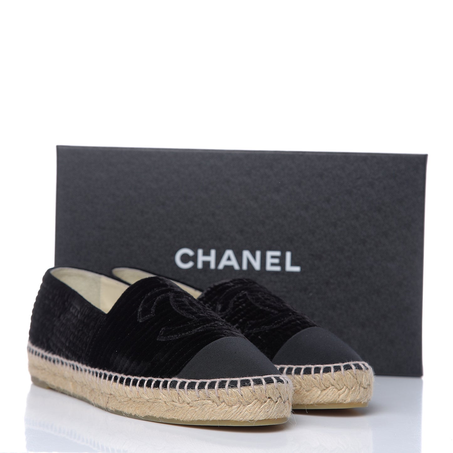 Velvet Grosgrain CC Espadrilles 39 Black